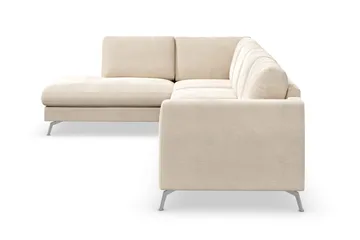 Ocean Lyx 4-sits Vänstervänd L-formad Schäslongsoffa i Sammet - Beige - Products - Möbler - Soffa - Divansoffa & schäslongsoffa - 4 sits soffa med divan