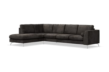 Ocean Lyx 4-sits Vänstervänd L-formad Schäslongsoffa i Sammet - Mörkgrå - Products - Möbler - Soffa - Divansoffa & schäslongsoffa - 4 sits soffa med divan