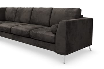 Ocean Lyx 4-sits Vänstervänd L-formad Schäslongsoffa i Sammet - Mörkgrå - Products - Möbler - Soffa - Divansoffa & schäslongsoffa - 4 sits soffa med divan