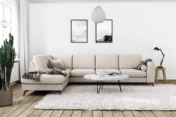 Ocean Lyx 4-sits Vänstervänd L-formad Schäslongsoffa i Tyg - Beige - Products - Möbler - Soffa - Divansoffa & schäslongsoffa - 4 sits soffa med divan