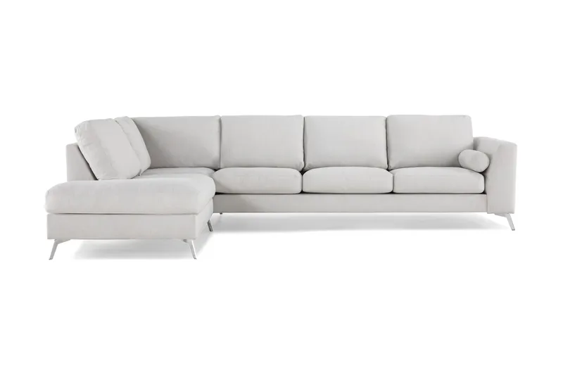 Ocean Lyx 4-sits Vänstervänd L-formad Schäslongsoffa i Tyg - Ljusgrå - Products - Möbler - Soffa - Divansoffa & schäslongsoffa - 4 sits soffa med divan