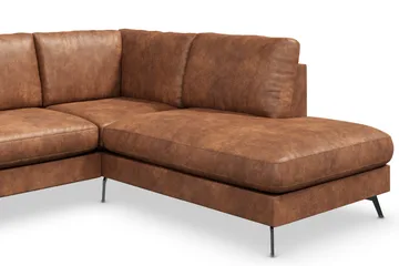 Ocean Lyx 5-sits Högervänd L-formad Schäslongsoffa i Konstläder - Brun - Products - Möbler - Soffa - Divansoffa & schäslongsoffa - 4 sits soffa med divan