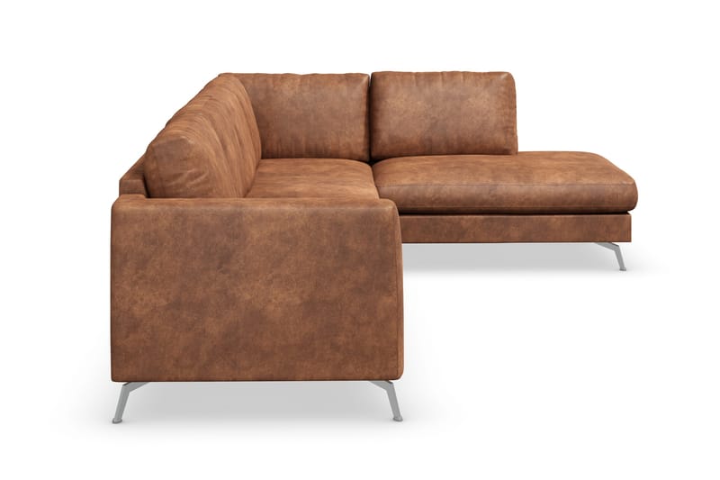 Ocean Lyx 5-sits Högervänd L-formad Schäslongsoffa i Konstläder - Brun - Products - Möbler - Soffa - Divansoffa & schäslongsoffa - 4 sits soffa med divan
