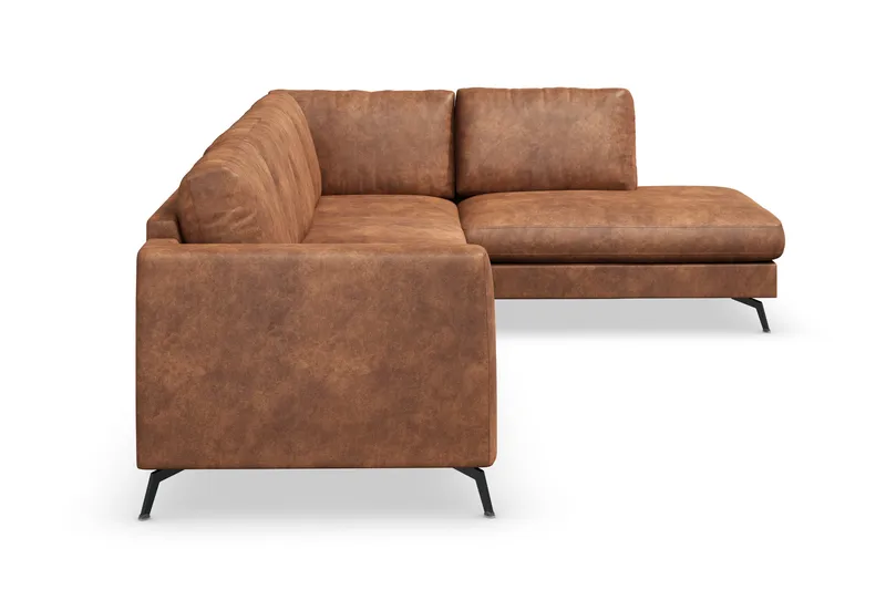 Ocean Lyx 5-sits Högervänd L-formad Schäslongsoffa i Konstläder - Brun - Products - Möbler - Soffa - Divansoffa & schäslongsoffa - 4 sits soffa med divan