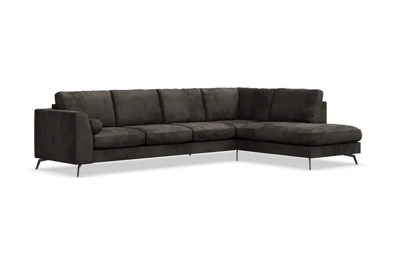 Ocean Lyx 5-sits Högervänd L-formad Schäslongsoffa i Sammet - Mörkgrå - Products - Möbler - Soffa - Divansoffa & schäslongsoffa - 4 sits soffa med divan