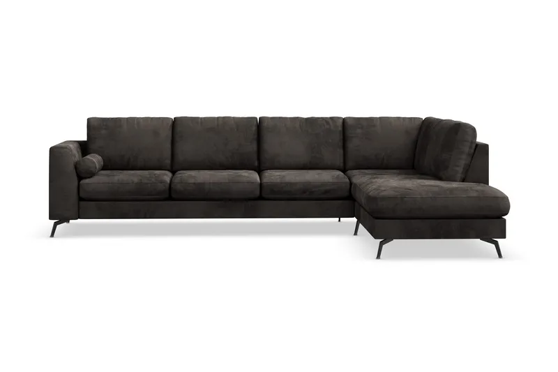 Ocean Lyx 5-sits Högervänd L-formad Schäslongsoffa i Sammet - Mörkgrå - Products - Möbler - Soffa - Divansoffa & schäslongsoffa - 4 sits soffa med divan