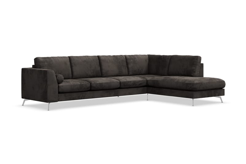 Ocean Lyx 5-sits Högervänd L-formad Schäslongsoffa i Sammet - Mörkgrå - Products - Möbler - Soffa - Divansoffa & schäslongsoffa - 4 sits soffa med divan