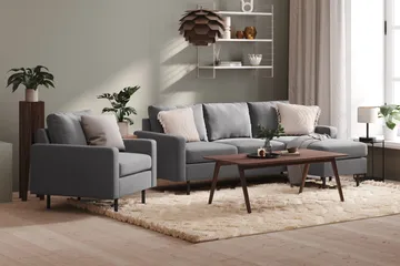Peppe 3-sits Vändbar L-formad Divansoffa i Tyg - Ljusgrå - Products - Möbler - Soffa - Divansoffa & schäslongsoffa - 3 sits soffa med divan