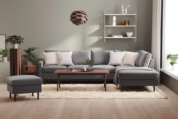 Peppe 4-sits Högervänd L-formad Schäslongsoffa i Tyg - Ljusgrå - Products - Möbler - Soffa - Divansoffa & schäslongsoffa - 4 sits soffa med divan