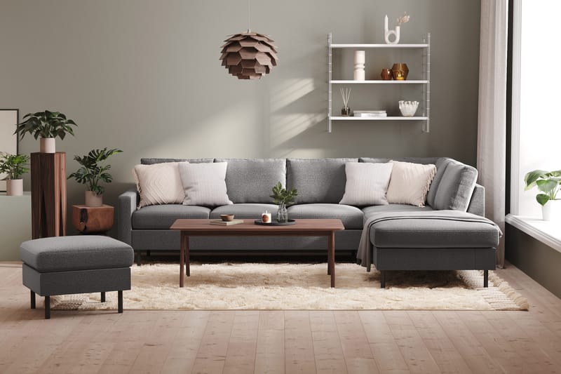 Peppe 4-sits Högervänd L-formad Schäslongsoffa i Tyg - Ljusgrå - Products - Möbler - Soffa - Divansoffa & schäslongsoffa - 4 sits soffa med divan