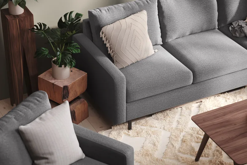 Peppe 4-sits Högervänd L-formad Schäslongsoffa i Tyg - Ljusgrå - Products - Möbler - Soffa - Divansoffa & schäslongsoffa - 4 sits soffa med divan