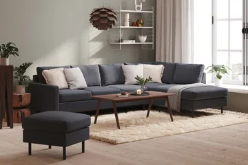Peppe 4-sits Högervänd L-formad Schäslongsoffa i Tyg - Mörkgrå - Products - Möbler - Soffa - Divansoffa & schäslongsoffa - 4 sits soffa med divan