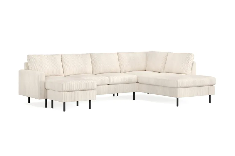 Peppe 4-sits Högervänd U-formad Soffa med Divan och Schäslong i Manchester - Beige - Products - Möbler - Soffa - Divansoffa & schäslongsoffa - 4 sits soffa med divan
