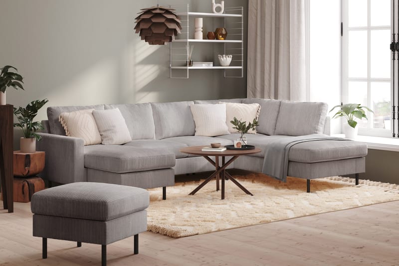 Peppe 4-sits Högervänd U-formad Soffa med Divan och Schäslong i Manchester - Mörkgrå - Products - Möbler - Soffa - Divansoffa & schäslongsoffa - 4 sits soffa med divan