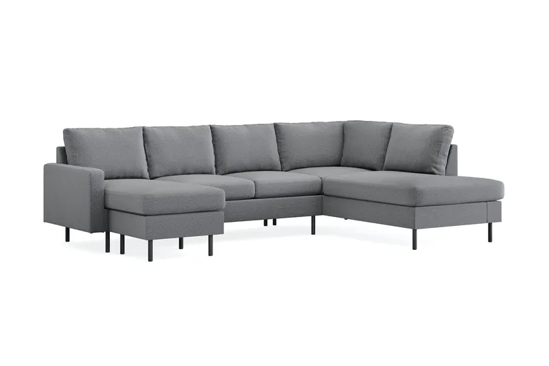 Peppe 4-sits Högervänd U-formad Soffa med Divan och Schäslong i Tyg - Ljusgrå - Products - Möbler - Soffa - Divansoffa & schäslongsoffa - 4 sits soffa med divan