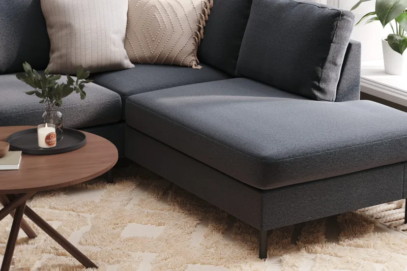 Peppe 4-sits Högervänd U-formad Soffa med Divan och Schäslong i Tyg - Mörkgrå - Products - Möbler - Soffa - Divansoffa & schäslongsoffa - 4 sits soffa med divan