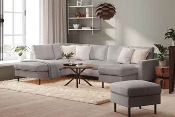 Peppe 4-sits Vänstervänd U-formad Soffa med Divan och Schäslong i Manchester - Mörkgrå - Products - Möbler - Soffa - Divansoffa & schäslongsoffa - 4 sits soffa med divan