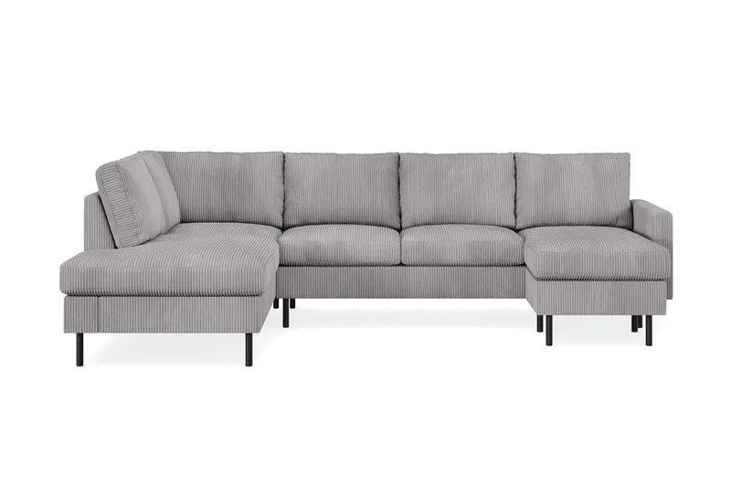 Peppe 4-sits Vänstervänd U-formad Soffa med Divan och Schäslong i Manchester, Mörkgrå