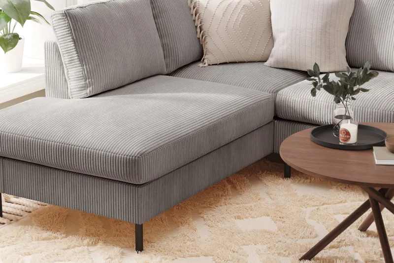 Peppe 4-sits Vänstervänd U-formad Soffa med Divan och Schäslong i Manchester - Mörkgrå - Products - Möbler - Soffa - Divansoffa & schäslongsoffa - 4 sits soffa med divan
