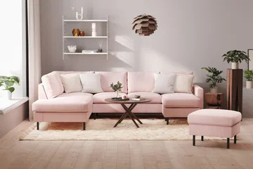 Peppe 4-sits Vänstervänd U-formad Soffa med Divan och Schäslong i Manchester - Rosa - Products - Möbler - Soffa - Divansoffa & schäslongsoffa - 4 sits soffa med divan