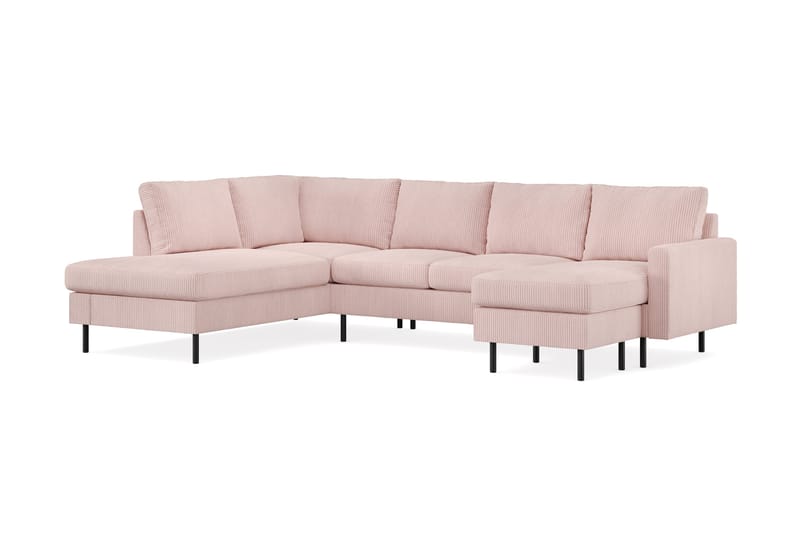 Peppe 4-sits Vänstervänd U-formad Soffa med Divan och Schäslong i Manchester - Rosa - Products - Möbler - Soffa - Divansoffa & schäslongsoffa - 4 sits soffa med divan