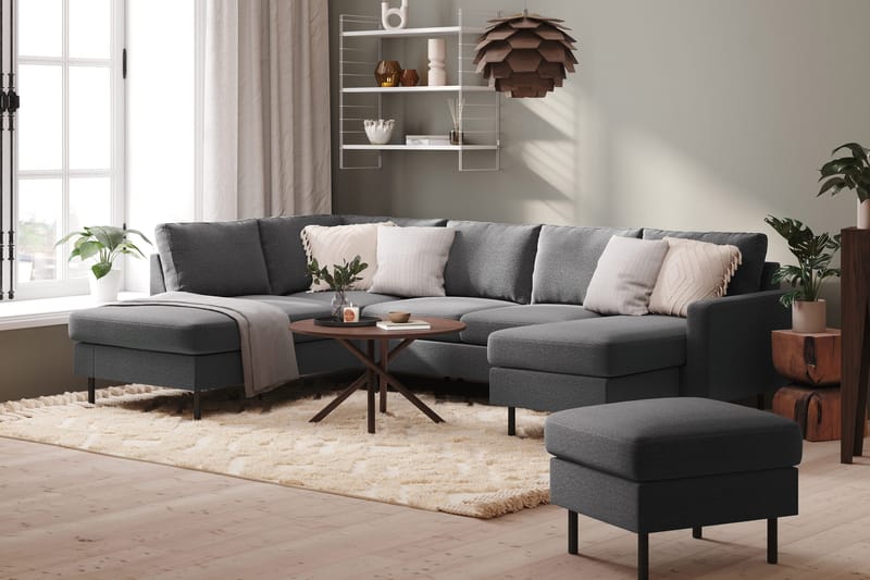 Peppe 4-sits Vänstervänd U-formad Soffa med Divan och Schäslong i Tyg - Ljusgrå - Products - Möbler - Soffa - Divansoffa & schäslongsoffa - 4 sits soffa med divan