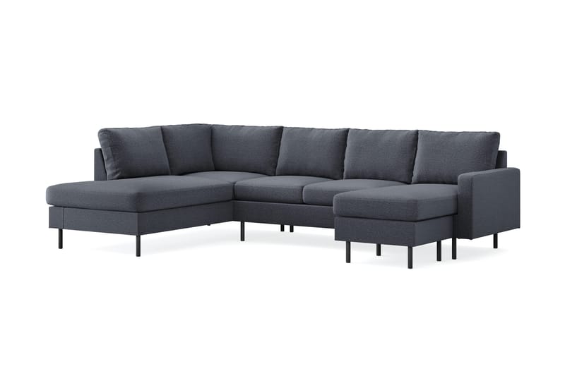 Peppe 4-sits Vänstervänd U-formad Soffa med Divan och Schäslong i Tyg - Mörkgrå - Products - Möbler - Soffa - Divansoffa & schäslongsoffa - 4 sits soffa med divan