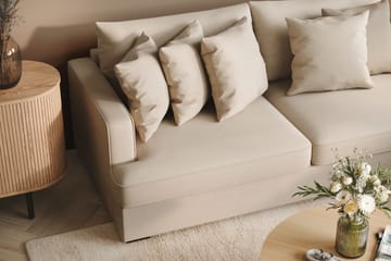 Rossita 4-sits Högervänd L-formad Djup Schäslongsoffa i Bouclé - Beige - Products - Möbler - Soffa - Divansoffa & schäslongsoffa - 4 sits soffa med divan