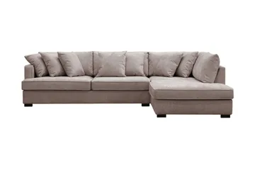 Rossita 4-sits Högervänd L-formad Djup Schäslongsoffa i Chenille - Grå / Brun - Products - Möbler - Soffa - Divansoffa & schäslongsoffa - 4 sits soffa med divan