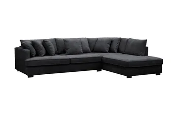Rossita 4-sits Högervänd L-formad Djup Schäslongsoffa i Chenille - Trenza 01, Svart Chenille - Products - Möbler - Soffa - Divansoffa & schäslongsoffa - 4 sits soffa med divan