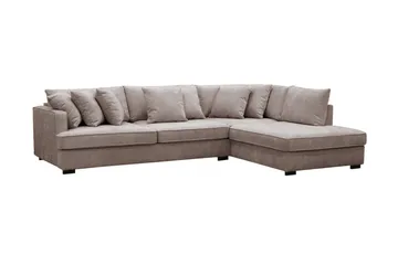 Rossita 4-sits Högervänd L-formad Djup Schäslongsoffa i Chenille - Trenza 08, Grå/Brun Chenille - Products - Möbler - Soffa - Divansoffa & schäslongsoffa - 4 sits soffa med divan
