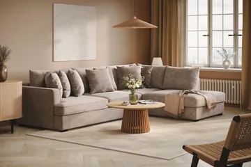 Rossita 4-sits Högervänd L-formad Djup Schäslongsoffa i Chenille - Trenza 08, Grå/Brun Chenille - Products - Möbler - Soffa - Divansoffa & schäslongsoffa - 4 sits soffa med divan