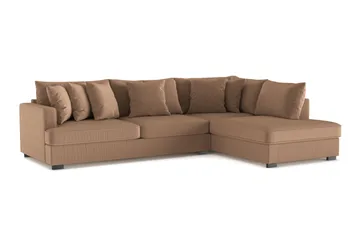 Rossita 4-sits Högervänd L-formad Djup Schäslongsoffa i Manchester - Brun - Products - Möbler - Soffa - Divansoffa & schäslongsoffa - 4 sits soffa med divan
