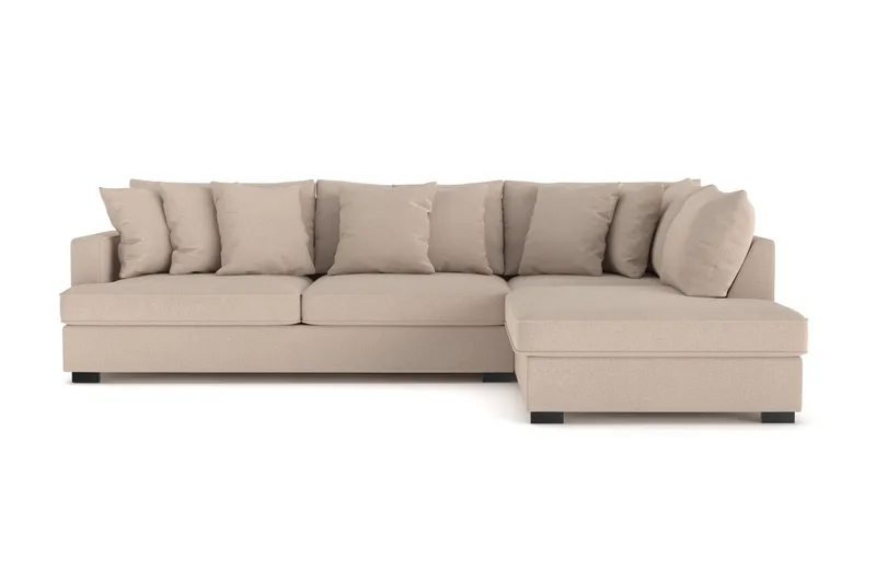Rossita 4-sits Högervänd L-formad Djup Schäslongsoffa i Tyg - Beige - Products - Möbler - Soffa - Divansoffa & schäslongsoffa - 4 sits soffa med divan
