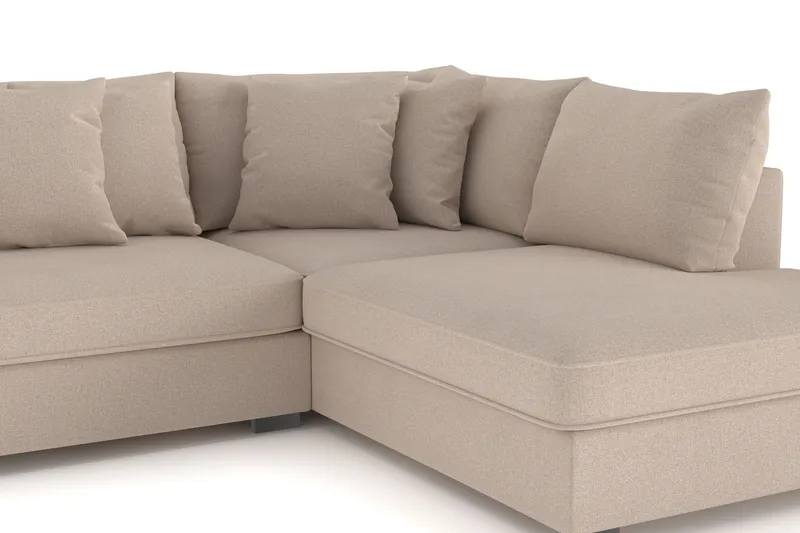 Rossita 4-sits Högervänd L-formad Djup Schäslongsoffa i Tyg - Beige - Products - Möbler - Soffa - Divansoffa & schäslongsoffa - 4 sits soffa med divan