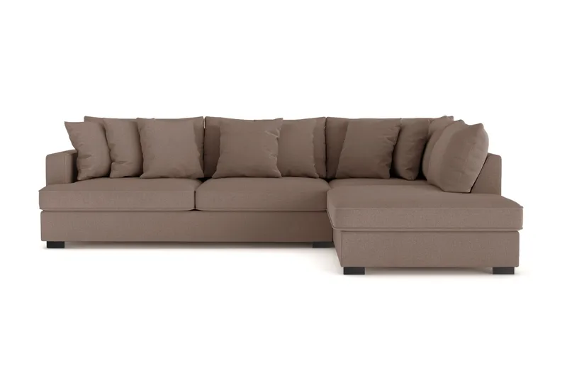 Rossita 4-sits Högervänd L-formad Djup Schäslongsoffa i Tyg - Brun - Products - Möbler - Soffa - Divansoffa & schäslongsoffa - 4 sits soffa med divan