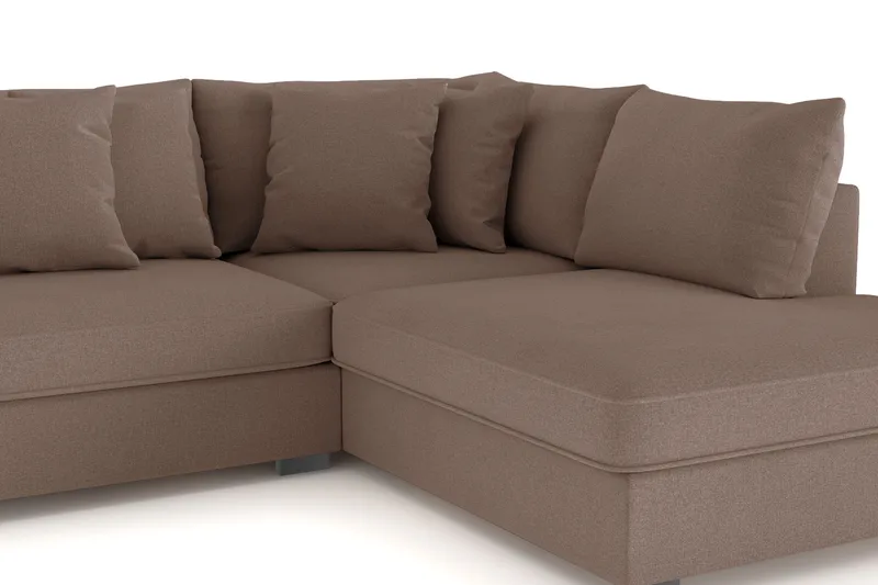 Rossita 4-sits Högervänd L-formad Djup Schäslongsoffa i Tyg - Brun - Products - Möbler - Soffa - Divansoffa & schäslongsoffa - 4 sits soffa med divan