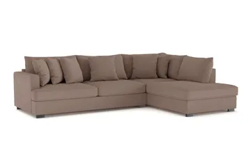 Rossita 4-sits Högervänd L-formad Djup Schäslongsoffa i Tyg - Brun - Products - Möbler - Soffa - Divansoffa & schäslongsoffa - 4 sits soffa med divan