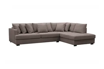 Rossita 4-sits Högervänd L-formad Djup Schäslongsoffa i Tyg - Brun - Products - Möbler - Soffa - Divansoffa & schäslongsoffa - 4 sits soffa med divan