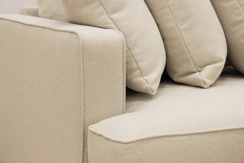 Rossita 4-sits Högervänd L-formad Djup Schäslongsoffa med Hel dyna i Bouclé - Beige - Products - Möbler - Soffa - Divansoffa & schäslongsoffa - 4 sits soffa med divan