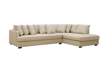 Rossita 4-sits Högervänd L-formad Djup Schäslongsoffa med Hel dyna i Bouclé - Beige - Products - Möbler - Soffa - Divansoffa & schäslongsoffa - 4 sits soffa med divan