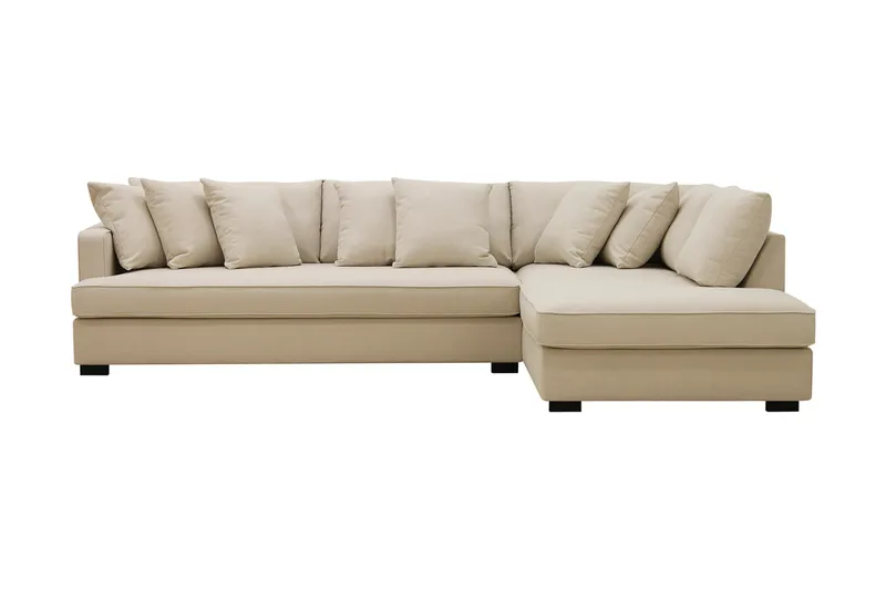 Rossita 4-sits Högervänd L-formad Djup Schäslongsoffa med Hel dyna i Bouclé - Beige - Products - Möbler - Soffa - Divansoffa & schäslongsoffa - 4 sits soffa med divan