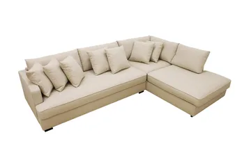 Rossita 4-sits Högervänd L-formad Djup Schäslongsoffa med Hel dyna i Bouclé - Beige - Products - Möbler - Soffa - Divansoffa & schäslongsoffa - 4 sits soffa med divan