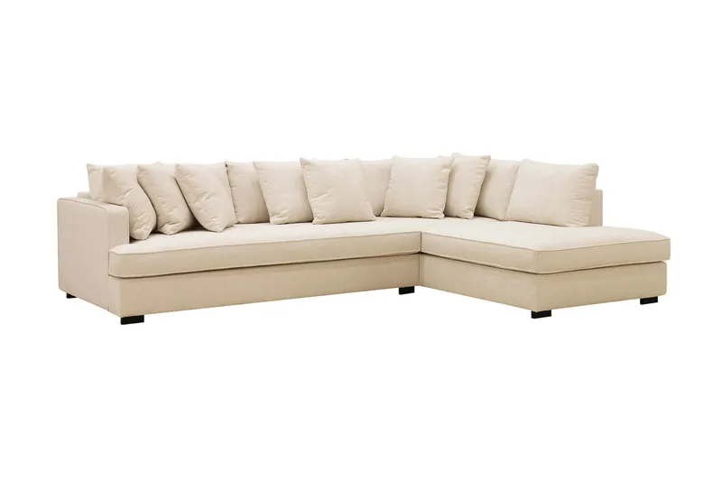 Rossita 4-sits Högervänd L-formad Djup Schäslongsoffa med Hel dyna i Chenille - Beige - Products - Möbler - Soffa - Divansoffa & schäslongsoffa - 4 sits soffa med divan