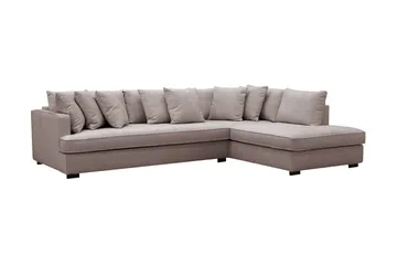 Rossita 4-sits Högervänd L-formad Djup Schäslongsoffa med Hel dyna i Chenille - Grå / Brun - Products - Möbler - Soffa - Divansoffa & schäslongsoffa - 4 sits soffa med divan