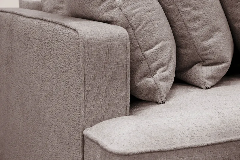 Rossita 4-sits Högervänd L-formad Djup Schäslongsoffa med Hel dyna i Chenille - Grå / Brun - Products - Möbler - Soffa - Divansoffa & schäslongsoffa - 4 sits soffa med divan