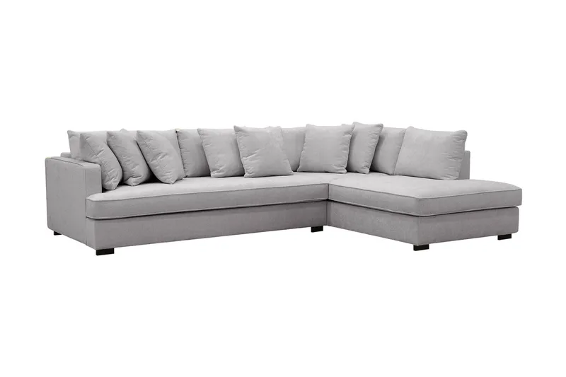 Rossita 4-sits Högervänd L-formad Djup Schäslongsoffa med Hel dyna i Chenille - Grå - Products - Möbler - Soffa - Divansoffa & schäslongsoffa - 4 sits soffa med divan