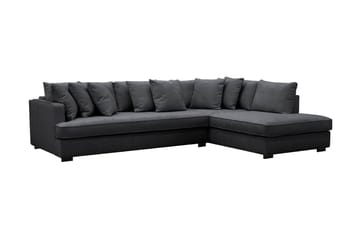 Rossita 4-sits Högervänd L-formad Djup Schäslongsoffa med Hel dyna i Chenille - Svart - Products - Möbler - Soffa - Divansoffa & schäslongsoffa - 4 sits soffa med divan