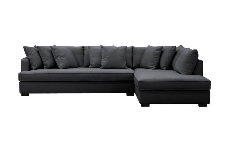 Rossita 4-sits Högervänd L-formad Djup Schäslongsoffa med Hel dyna i Chenille - Svart - Products - Möbler - Soffa - Divansoffa & schäslongsoffa - 4 sits soffa med divan