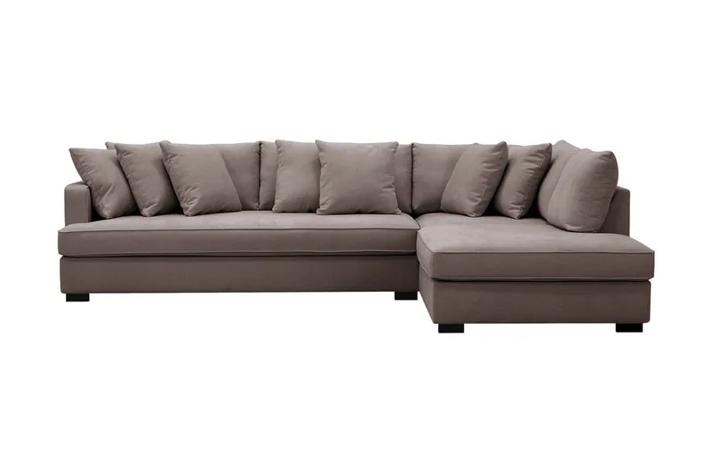 Rossita 4-sits Högervänd L-formad Djup Schäslongsoffa med Hel dyna i Tyg - Brun - Products - Möbler - Soffa - Divansoffa & schäslongsoffa - 4 sits soffa med divan